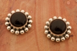 Genuine Back Onyx Sterling Silver Post Earrings by Artie Yellowhorse